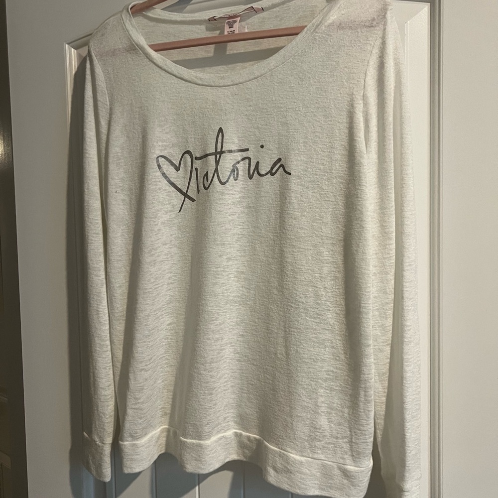 Victoria's Secret Cream Long Sleeve Relaxed Sweatshirt